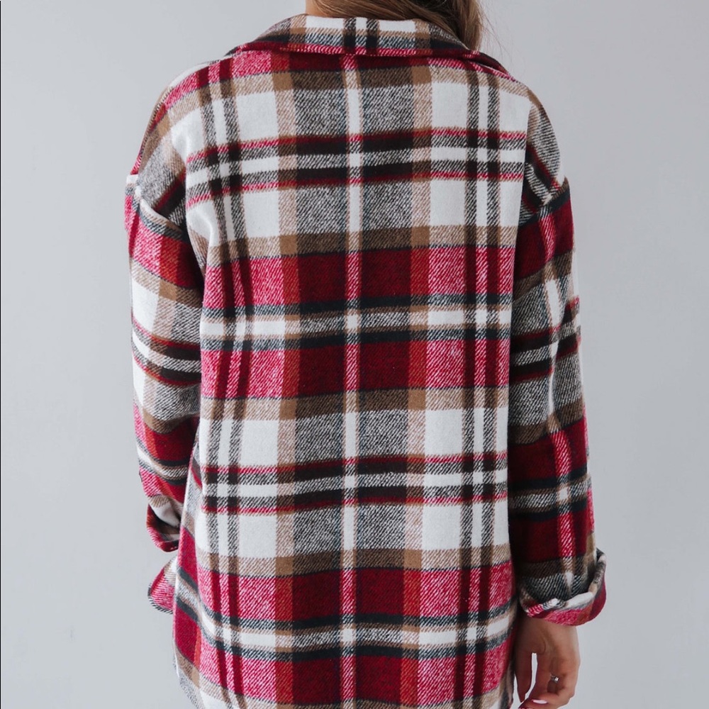 Red, brown, black Shacket - Picture 3 of 3